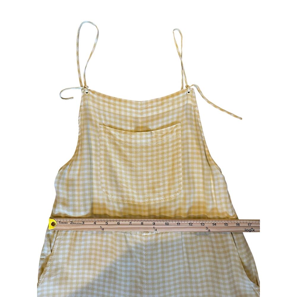 RVCA Women’s Yellow Gingham WideLeg Overalls Size M Cottagecore Picnic Coastal - Picture 8 of 13